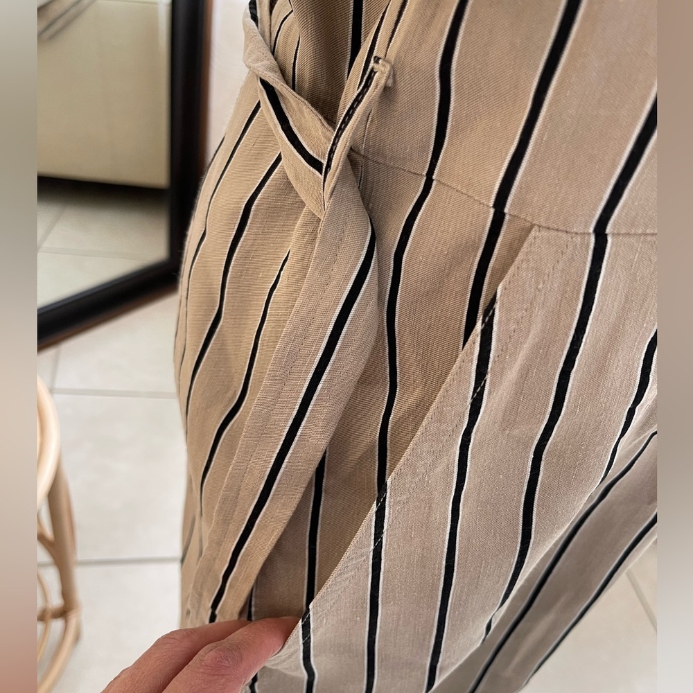 Rag & Bone Roxanne utility Dress linen blend belt 
Striped Beige Black SIZE S - Picture 6 of 16
